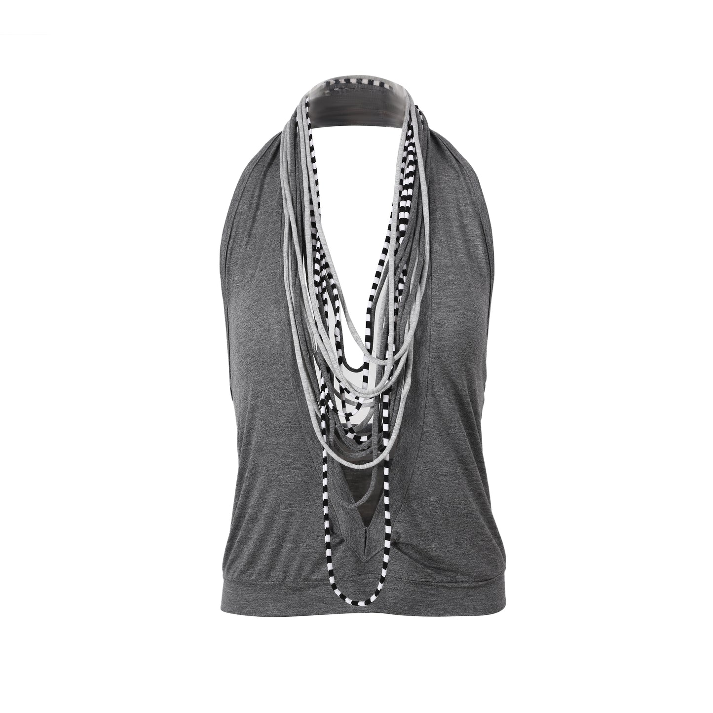 FRINGE NECKLACE HALTER TOP