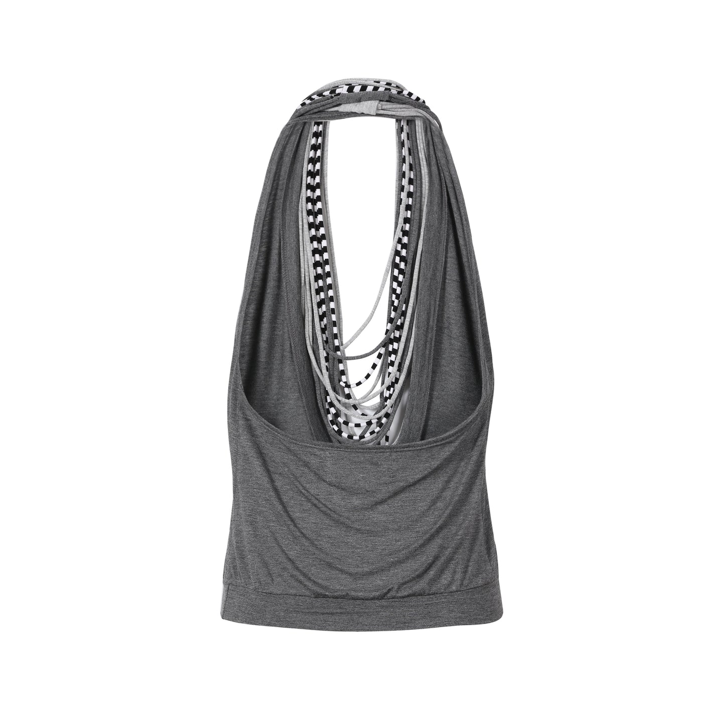 FRINGE NECKLACE HALTER TOP