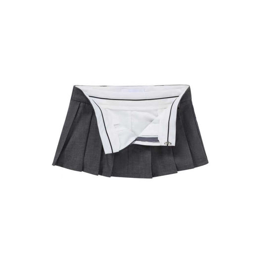 OPEN-FLY LAYERED MINI SKIRT